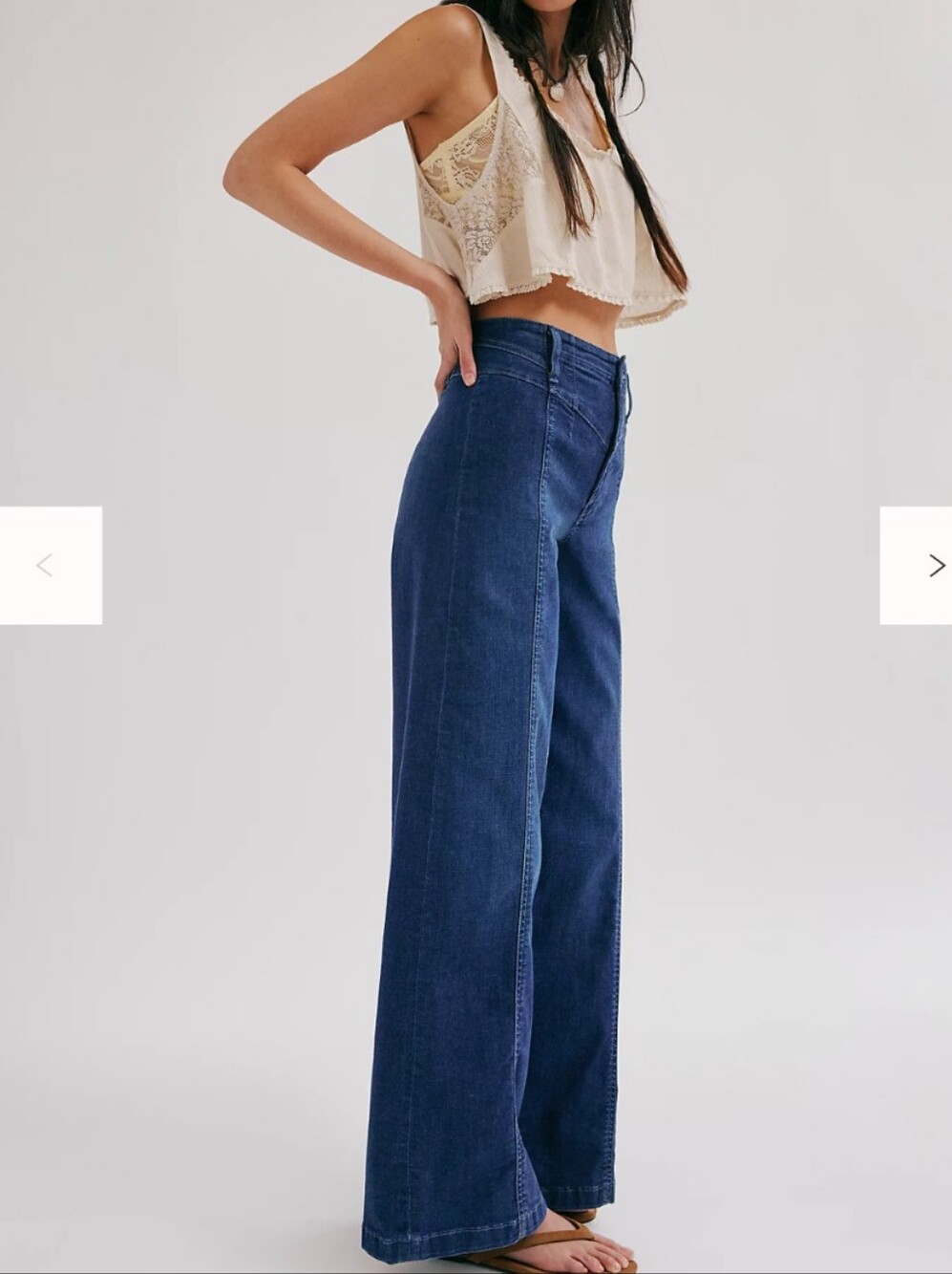 "FREE PEOPLE" Libre wide leg High-Waisted Women's Jeans - Dark Blue (29) - Picture 5 of 8